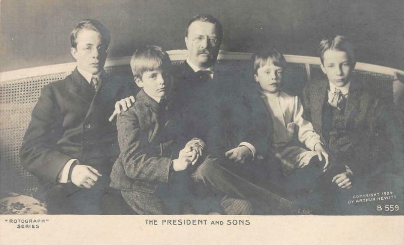 RPPC President Theodore Teddy Roosevelt Sons 1904 Arthur Hewitt Vintage Postcard