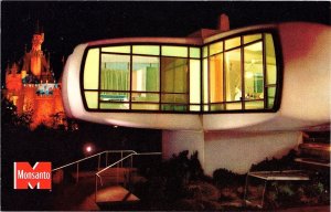 Vintage Monsanto Home of the Future Postcard Disneyland Castle Night
