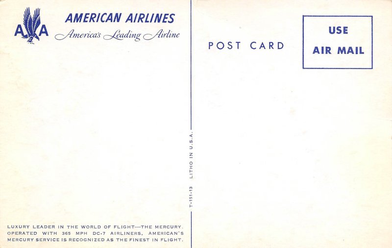 American Airlines DC7 Plane Airplane Aircraft Airliner postcard