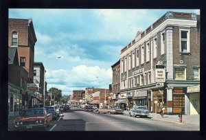 Barre, Vermont,VT Postcard, Downtown, Main Street, Coca Cola Sign, 1960'...