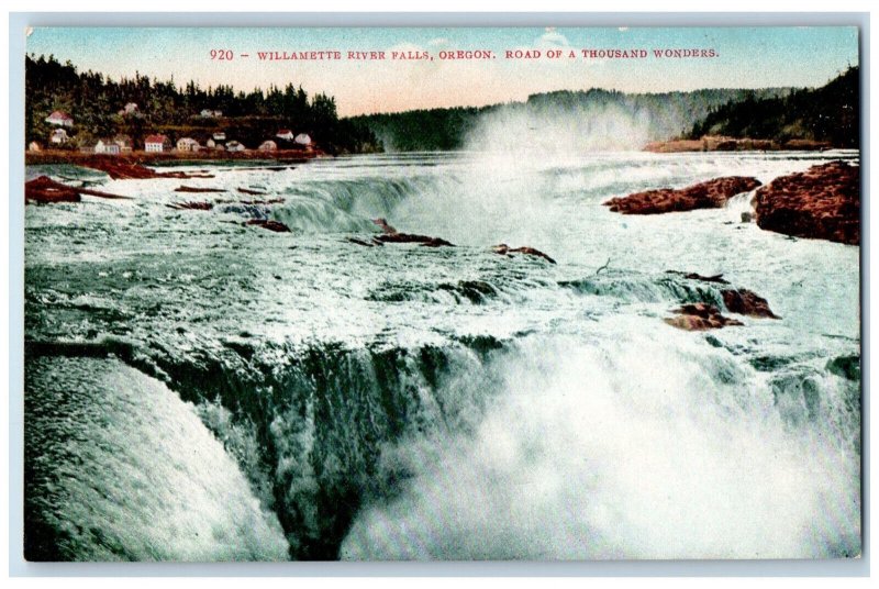 Scenic View Road Of A Thousand Wonders Willamette River Falls Oregon OR Postcard