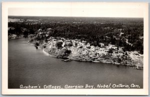 Postcard RPPC c1974 Nobel Ontario Graham's Cottages Aerial View Georgian Bay