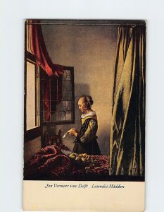 Postcard Lesendes Mädchen By Jan Vermeer van Delft