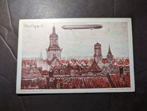 Mint Germany Aviation Zeppelin Postcard Flight Over Stuttgart