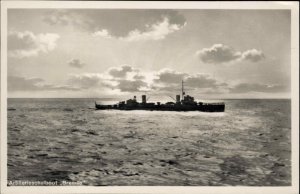 Boat Ship German Navy WWII BREMSE Sank 1941 Real Photo Postcard