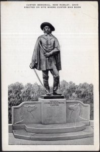 Ohio NEW RUMLEY Custer Memorial Erected Site where Custer was born - WB - pm1955