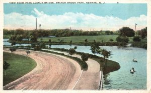 Vintage Postcard 1923 View From Park Avenue Bridge Branch Brook Park Newark NJ