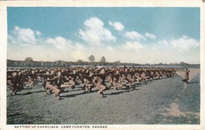 Postcard Military Setting up Exercises Camp Funston Kansas