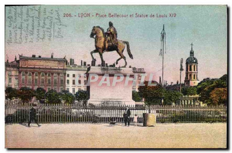 Postcard Old Lyon Bellecour Square and Louis XIV Fourvi?res