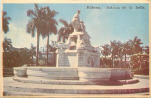 Cuba Havana India statue 1960s postcard