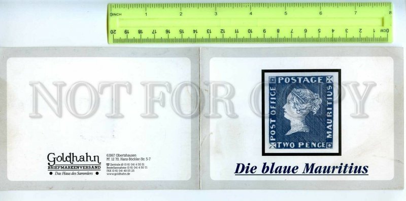 453694 Germany souvenir with Mauritius blue stamp copy old folding