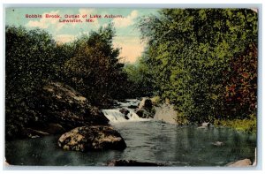 1913 Bobbin Brook Outlet Of Lake Auburn Waterfall Lewiston Maine ME Postcard