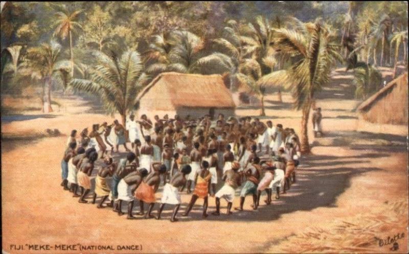 Fiji Meke-Meke National Dance TUCK Oilette c1910 Postcard