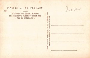 A757 France Paris Unknown Warrior under the Arc de Triomphe vintage postcard