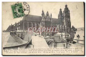 Postcard Old Towers I and L La Cathedrale Saint Gatien turns north nave and a...