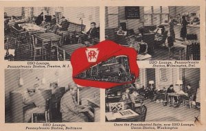 Postcard Pennsylvania Railroad USO Lounges Service Men 1946