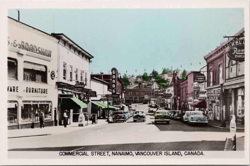 Nanaimo BC Commercial Street Vancouver Island Unused Gowen RPPC Postcard H53