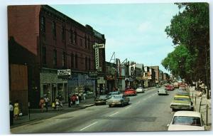 Fredericton New Brunswick Canada Queen Street Mag Fag Shop Old Cars Postcard D34