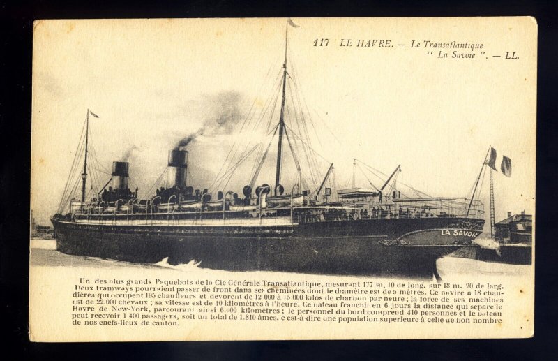 LS3490 - French Liner - CGT - La Savoie - built 1900 - LL postcard