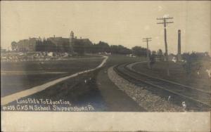 Shippensburg PA CVSN School & RR Tracks c1910 Real Photo Postcard jrf