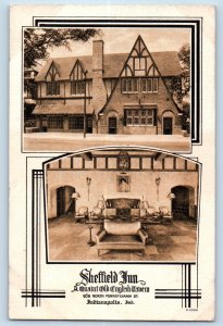 Indianapolis Indiana IN Postcard Sheffield Inn Quaint Old English Tavern 1953