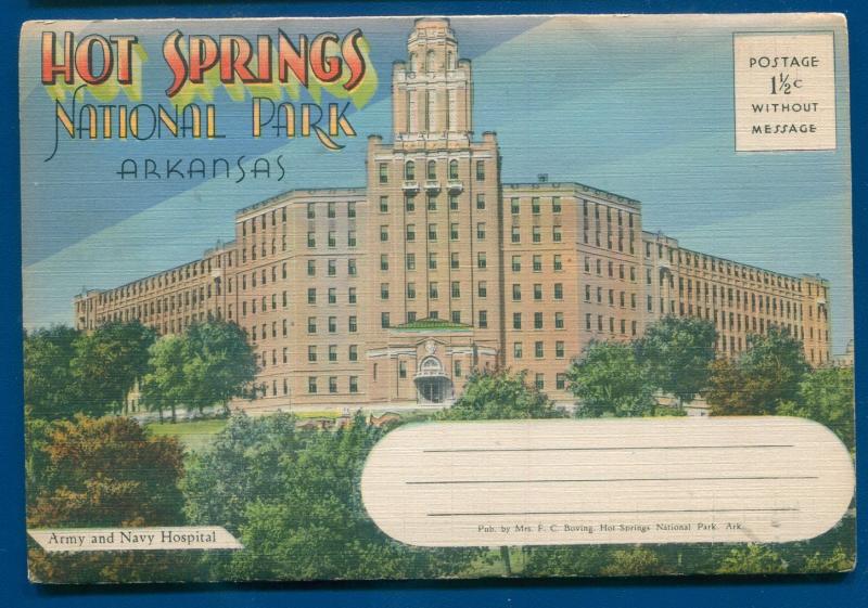 Hot Springs National Park Arkansas Lake Hamilton country club postcard folder