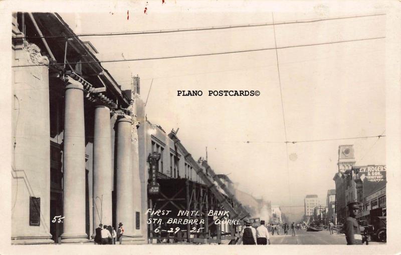 SANTA BARBARA, CALIFORNIA, EARTHQUAKE-JUNE 29, 1925RPPC REAL PHOTO POSTCARD