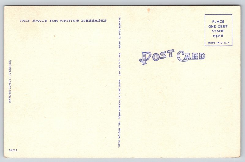 Comic~2 Men By Plane This Was Joystick I Meant~Vintage Postcard