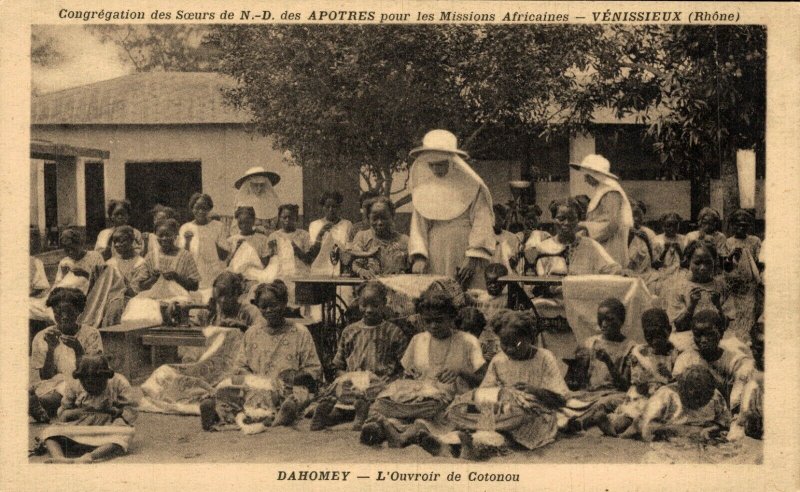 West Africa Dahomey The Workhouse of Cotonou Vintage Postcard 08.56