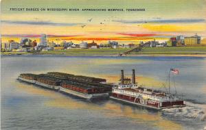 Memphis Tennessee 1948 Postcard Freight Barges on Mississippi River