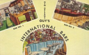 USA New Orleans Guys International Bars Linen Postcard 08.19