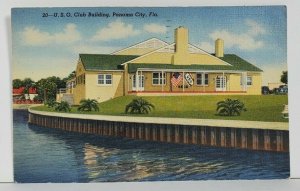 Panama City U.S.O. Club Building Soldiers Mail Holthorf / Truitt Postcard M18