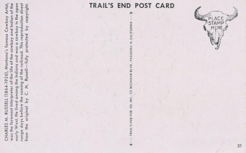 Up A Tree Charles M. Russell Cowboy Artist CM Bear Man Trail's End Postcard D24