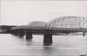 RPPC Postcard Two Way Four Lane Bridge Missouri River Chamberlain South Dakota