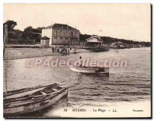 Old Postcard The Beach Hyeres