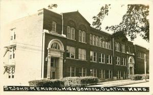 Olathe Kansas 1940s RPPC Photo Postcard St John Memorial High School 5134