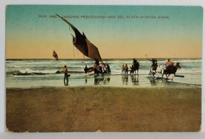 Argentina Lanchas Pescadoras Mar Del Plata Buenos Aires Postcard T11