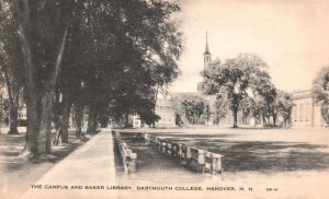 Vintage Postcard Campus & Baker Library Dartmouth College Hanover New Hampshire