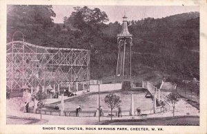 Chester West Virginia Rock Springs Park Shoot the Chutes Postcard AA44979