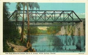 Truss Girder Scott Memorial Bridge 1940s Postcard White Springs Florida 3631