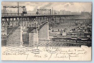 1905 Cleveland Ohio OH Vintage Postcard Central Viaduct Bridge Birds Eye View