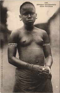 PC SENEGAL, ETHNIC NUDE, JEUNES FÉTICHEUSE, Vintage Postcard (b44105)