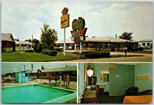 Modern Aire Motel Fremont Nebraska NB Swimming Pool Queen Bed Rooms Postcard