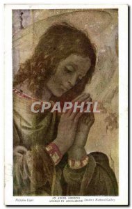 Old Postcard An Angel Adoring Angelo In Adoration Filippino Lippi London Nati...