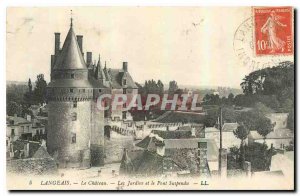 Old Postcard Langeais Chateau Gardens and the Suspension Bridge