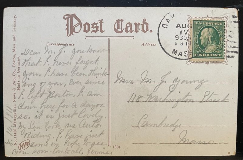 Vintage Postcard 1911 Methodist Tabernacle, Cottage City, Massachusetts (MA)