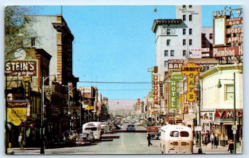 ALBUQUERQUE, NM New Mexico ~ Route 66~ CENTRAL AVENUE STREET SCENE 1954 Postcard 