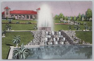 St Louis Missouri~Forest Park~Rest House & Electric Fountain~Linen Postcard