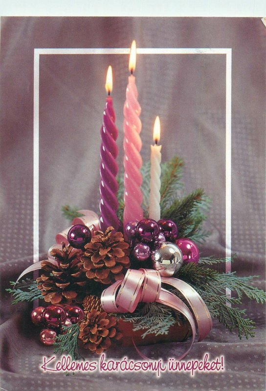 Hungary seasonal greetings  new year christmas candles luck  Postcard