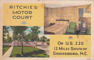 North Carolina Greensboro Ritchies Motor Court 1953 Albertype